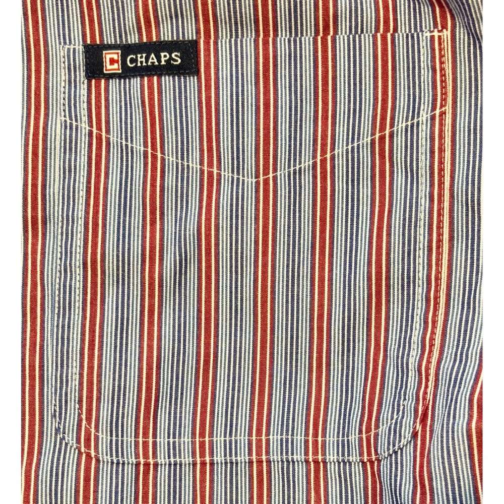 CHAPS Mens Striped Long Sleeve Button Down Shirt Casual Dress Shirt XXL Blue Red